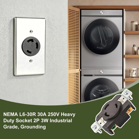 Rock Solid Heavy Duty 30 Amp Flush Mount Locking Receptacle Featuring Nema L630R Twist Lock Plug Socket installed on wall.