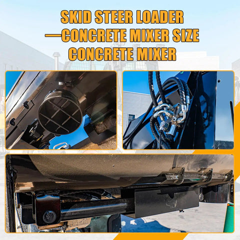 92 Gallon Skid Steer Concrete Mixer Attachment Universal SSQA Hydraulic Cement Bucket For Bobcat Kubota John Deere Heavy Duty No Sweat Daily Grind Workhorse Tool