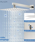 Three Function Shower Faucet System With Waterfall Tub Spout And Handheld Combo, 10 Inch Wall Mount Rainfall Showerhead