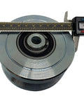 Caliper measuring Heavy Duty 4 Inch V Groove Gate Wheel For Inverted V Tracks Up To 3000 Lbs Solid Steel Sliding Wheel Bearing