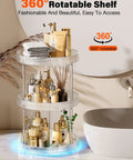 3 Tier Lazy Susan Bathroom Countertop Organizer with 360 Degree Rotating Clear Tray for makeup and skincare near sink