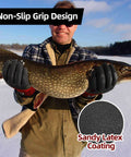 Person holding a fish with 6 Pairs Winter Work Gloves With Three Quarter Double Dipped Coating Thermal Insulated For Cold Weather