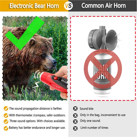 Bear Deterrent 120dB Air Horn With Compass And Thermometer For Hiking And Camping Safety Self Defense Tool comparison