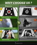 Backyard Golf Net 10x7ft With Tri-Turf Mat features multiple hitting arcs and easy setup vs single arc and complex install.