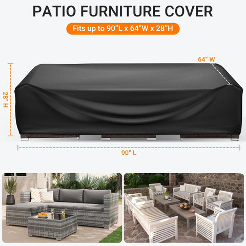Patio Furniture Covers Rectangle For Outdoor Tables And Sectional Sets 90 Inch Long By 64 Inch Wide By 28 Inch High Heavy Duty Waterproof.