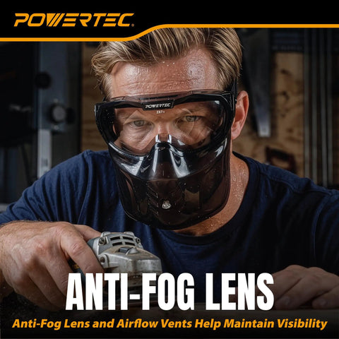 Premium KickAss Anti Fog Safety Goggles With Flip Up Detachable Face Shield And Ansi Z87 Impact Rating For Grinding Cutting And Full Face Workshop Defense