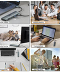 USB C Hub 7 In 1 Multi Port Adapter For Laptop With 4K HDMI Output 2 USB A 3.1 Ports USB C Data Port PD 100W Charging in use.