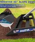 Heavy Duty Lawn Leveling Rake 45x10 Inch Stainless Steel Head With Adjustable Handle 27 To 80 Inches on soil, 30° slope design