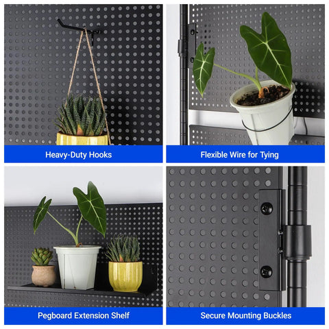 LH750 Pegboard Indoor Greenhouse With Grow Light For Seedlings And Foliage Plants, 90W 5000K Full Spectrum Lamps, 3 Adjustable Pegboards, Timer, Wheels, DIY Plant Cabinet For Your Home Grow