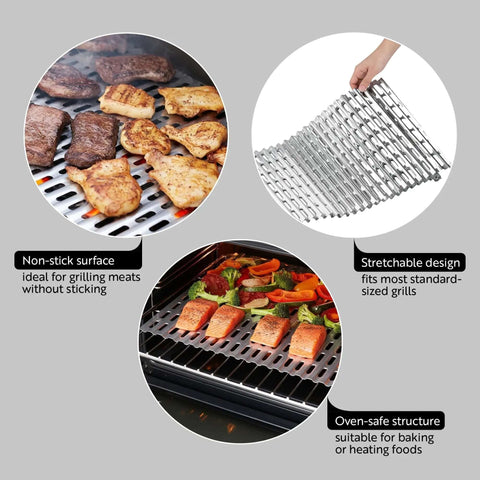 Foil Lux Disposable Grill Liners 19.7 By 12 Inch Nonstick Aluminum Grill Sheets being used on a grill with meats and vegetables