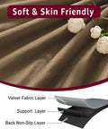 Non Slip Velvet Recliner Chair Cover With Headrest Protector showing fabric layers and floral decor, 17x27 Inches Brown Premium.