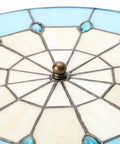 Top view of Vintage Tiffany Style Mermaid Glass Ceiling Light Hand Made Flush Mount Lamp with blue stained glass design