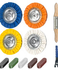 8 Inch Aluminum Polishing Wheel Kit Pro-Grade For Angle Grinders Flange-Free Install Five Eighths Inch Arbor 11 Piece Set