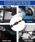 Impact Socket Adapter And Reducer Set With Universal Joint Swivels, Eleven Piece Kit From One Quarter Inch To One Inch Drive, CrMo Steel, Storage Case, Pro Grade For Auto Repair, Maintenance And DIY Projects used on car wheel, pipe repair and factory tools