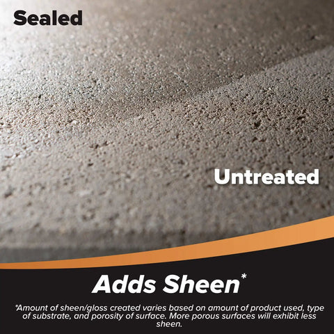 Close-up of paver with half treated with Wet Look Patio Paver Sealer With Gloss Finish Pro Grade Clear Water Based Sealant