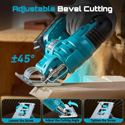 Cordless Jigsaw With Dual 21V 2Ah Batteries And Charger, Workhorse For Wood Projects, Bevel Up To 45 Degrees