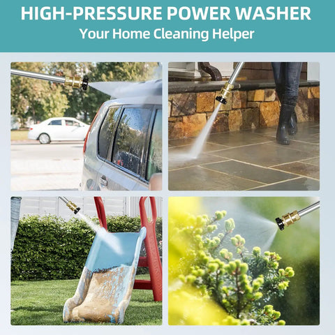Beast Mode High Pressure Hose Nozzle With Three Tips, Quick Connect Garden Hose Wand for washing car, porch, and garden