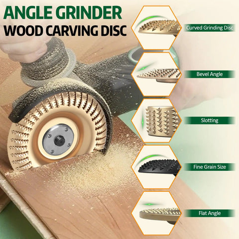 14 Piece Wood Carving Discs Set For 4 Inch And 4.5 Inch Angle Grinders, Includes Rotary Burrs, Carbon Steel Chainsaw Carving Tools