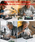 All In One Soldering Station With 5x Magnetic Magnifying Lamp And Heavy Duty Work Station used for electronics and jewelry repair.
