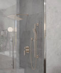 Two Handle Diverter Shower Faucet Trim Kit In Brushed Nickel With Temperature And Mode Control For Upgrade Your Modern Bathroom