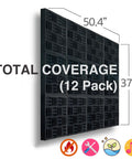 Bang For Buck Black Acoustic Foam Panels 12 Pack Hella Effective Sound Absorption for podcast recording, 50.4" x 37.8" size.