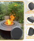 Heavy Duty 23.75 Inch Fire Pit Lid For Outdoor Tables And Camping, Cold Rolled Steel Cover Fits 19 To 24 Inch Fire Pit Tables And Surrounds