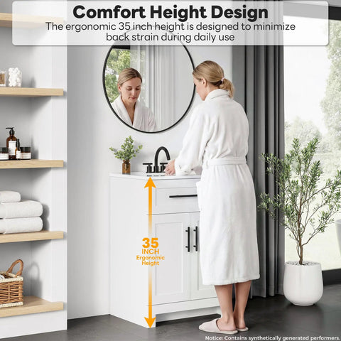 Kick Your Routine Up A Notch With This Slick 24 Inch Bathroom Vanity Featuring An Integrated Sink Sleek U Drawer Double Doors And Durable FSC Certified Wood