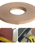 Rock Solid 33 Yards Upholstery Tack Strips For Couch Furniture Edge Fixation Heavy Half Inch Kraft Paper Trim Tape close-up on roll