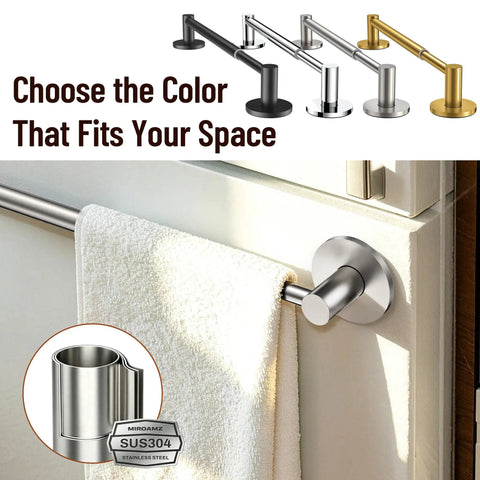 Super Strong Magnetic Towel Bar With Large Base And Hidden Magnet Design Non Slip Towel Holder in various colors on metal surface