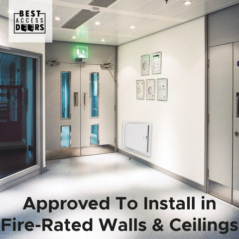 Heavy Duty Fire Rated Access Door Panel 22 By 30 Inch Steel Frame With Flange installed in fire-rated walls and ceilings.