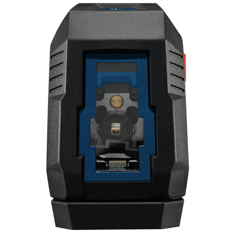 Rechargeable Self Leveling Cross Line Laser With Dual Power Options AA Batteries Or Li Ion Pack IP55 Rugged Jobsite Ready front view