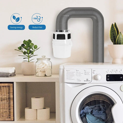 3 In 1 Indoor Dryer Vent Kit With Lint Trap Bucket For Apartment Living, Double Layer 4 Inch By 5 Feet Gray Proflex Duct installed