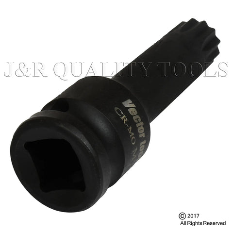 Single piece from Eight Piece Half Inch Drive XZN Triple Square Spline Impact Socket Set Cr-Mo Steel Metric M5 To M16