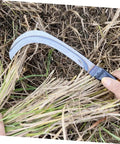 Two Pack Ergonomic Reaping Hook For Effortless Mowing And Weeding In Gardens And Farms With A Comfortable Grip in action