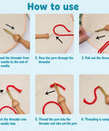 Instructions for using Purple Punch Needle Kit For Beginners With Wooden Handles And Adjustable Needles In Three Sizes Complete Craft Set