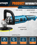 Beast 1600W Rotary Buffer Polisher For Cars And Boats with 7 Inch and 6 Inch Heads, 7 Variable Speeds, Detachable Handle