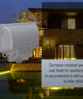 RaynGuard Extra Duty Built Tough Metal Weatherproof In-Use Outlet Cover for Outdoor 1-Gang Gray installed on wall