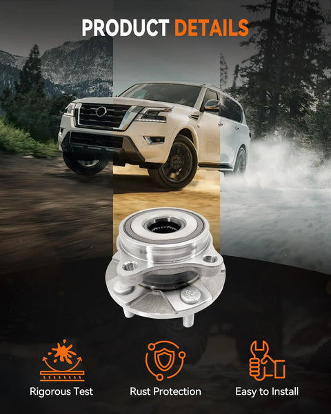 Heavy Duty Front Wheel Bearing Hub Assembly For Toyota Rav4 2006 To 2018 displayed against rugged background for durability.