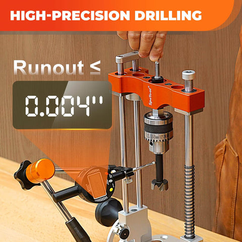 Portable Drill Guide With One Half Inch Chuck And Liner Ball Bearings, Adjustable 0 To 60 Degree Multi Angle Drill Guide for precision drilling.