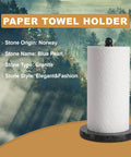Blue Pearl Granite Paper Towel Holder For Kitchen Countertop with roll, natural Norwegian stone stand on scenic background
