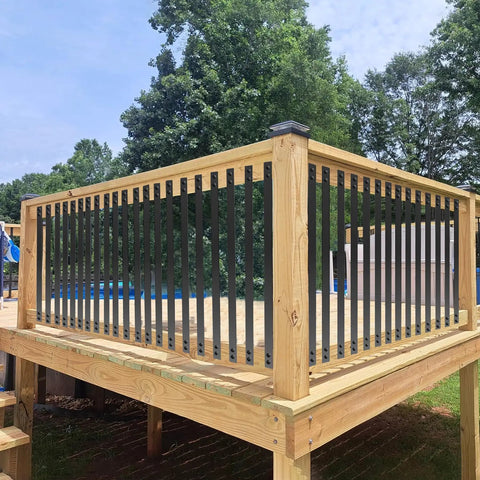 26 Pack Deck Spindles 36 Inch Straight Porch Railing Kit With Screws Heavy Duty Black Metal Balusters For Wood And Composite Decks Indoors Outdoors Stairs Patio