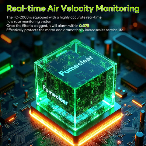 Real-time monitoring device for Dual Port Industrial Fume Extractor Pulls Straight Shooting Clean Air By Yanking Smoke And Particles.