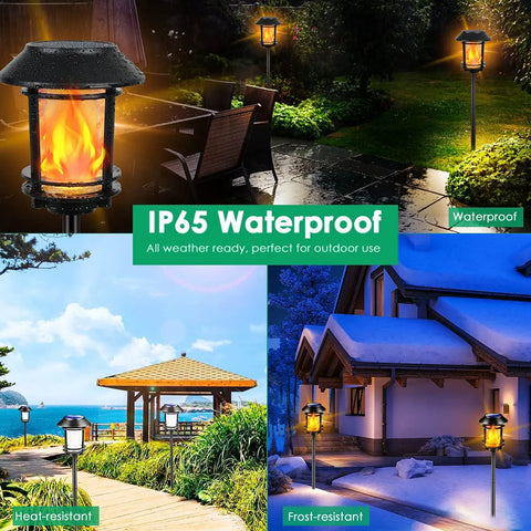 Outdoor Solar Torch Lights With Flickering Flame, Waterproof Garden Landscape Pathway Lights, Solar Powered Yard Deco
