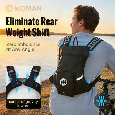 Hydration Pack With 2L Water Bladder, Lightweight 600D Running Backpack on cyclist, adjustable straps for hiking, cycling