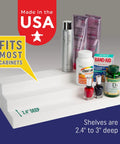 3 Tier Expandable Cabinet Shelf Organizer Knockout Storage Hack Heavy Duty Build smooth white design 2.4" deep for pantry storage.