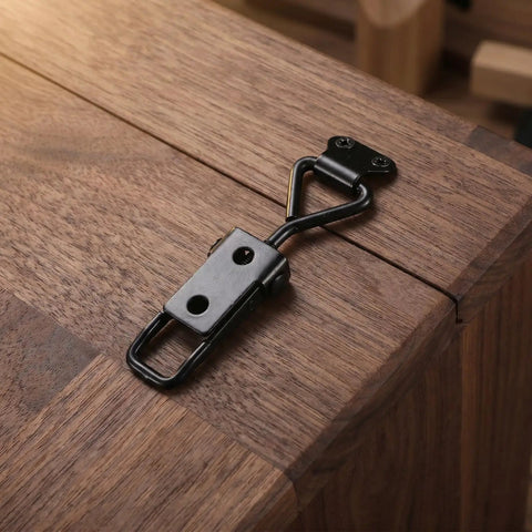 Heavy Duty Adjustable Toggle Latch Clamps With Iron Build And 220lbs Holding Power For Smoker Doors Plus Industrial Gear That Grits Your Vibes on wooden surface