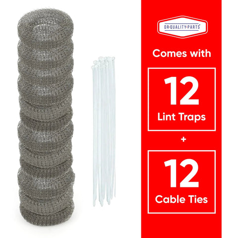 DR Quality Parts washing machine lint traps, stainless steel mesh filters, 12-pack with nylon cable ties