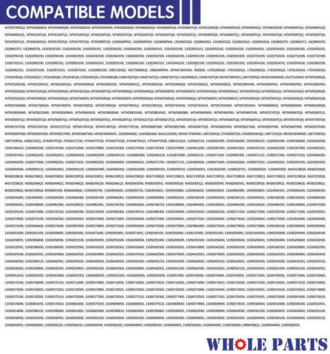 List of compatible models for Heavy Duty Upgraded Washer Center Post Bearing And Seal Kit Knocks Out Squeaky Drums.