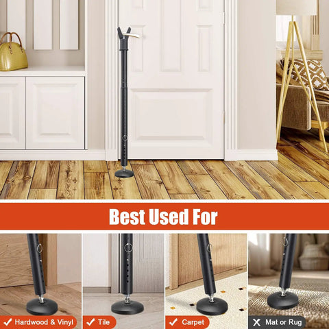 Beefed Up Heavy Duty Door Security Bar With Upgraded Anti Slip Base 28 To 52 Inches Adjustable Barricade Jammer for front door