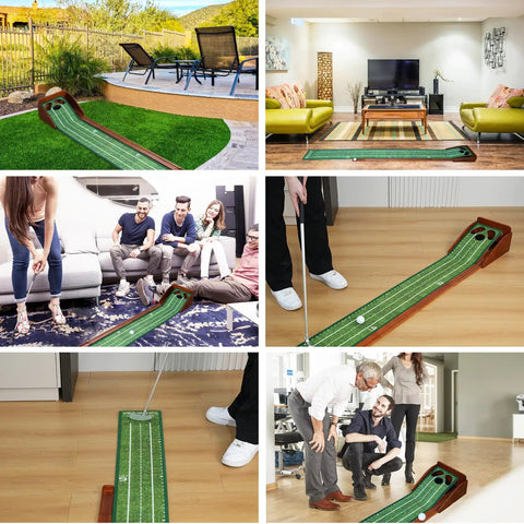 Premium Indoor Golf Putting Mat With Auto Ball Return For Home Office And Outdoors, Realistic Rolling Speed, No Hump Rubber Bottom